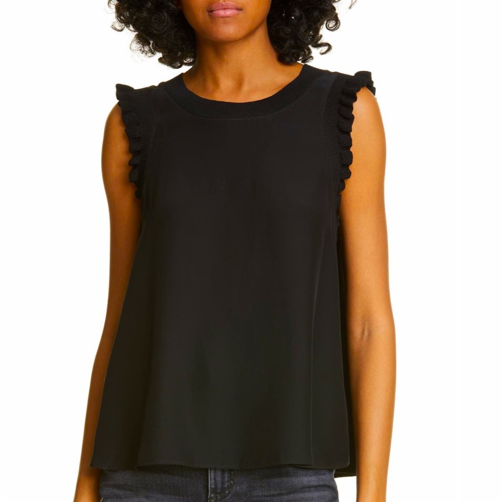 Elegant Cinq à Sept Black Sleeveless Top